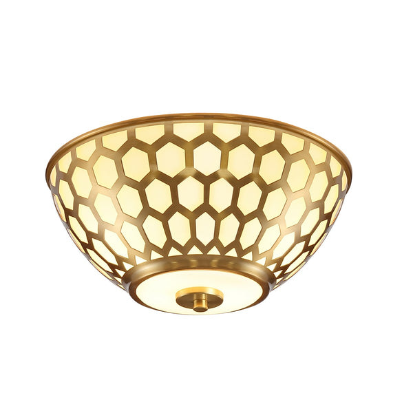 Safavieh Carlina Flush Mount Brass Gold/White Glass Iron FLU4083A