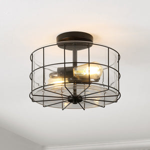 Safavieh Hannes Flush Mount Painted Matte Black Iron FLU4087A