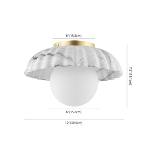 Safavieh Grima Flush Mount White/Gold Iron/Ceramic/Glass FLU4089A