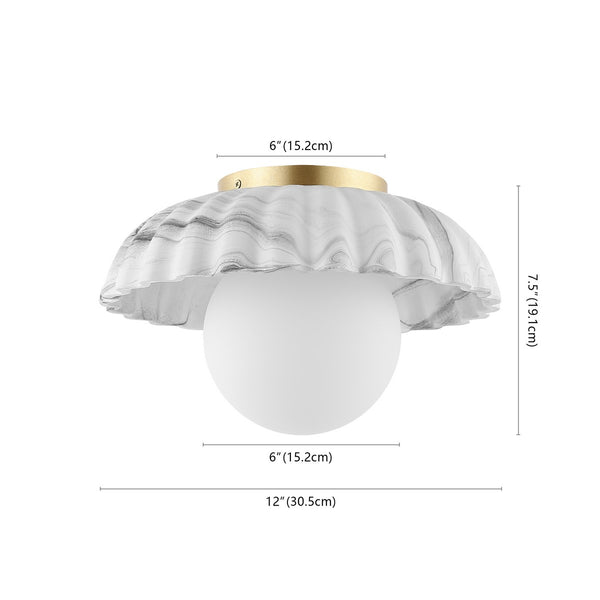 Safavieh Grima Flush Mount White/Gold Iron/Ceramic/Glass FLU4089A
