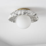 Safavieh Grima Flush Mount White/Gold Iron/Ceramic/Glass FLU4089A