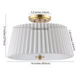Safavieh Larlon Flush Mount Brass Gold/White Fabric FLU4100A