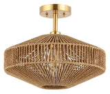 Safavieh Janora, 15.75 Inch, Natural/Gold, Paper Rope/Iron Flush Mount Natural / Gold Paper FLU4106A