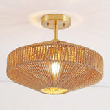 Safavieh Janora, 15.75 Inch, Natural/Gold, Paper Rope/Iron Flush Mount Natural / Gold Paper FLU4106A