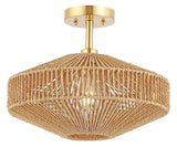 Safavieh Janora, 15.75 Inch, Natural/Gold, Paper Rope/Iron Flush Mount Natural / Gold Paper FLU4106A