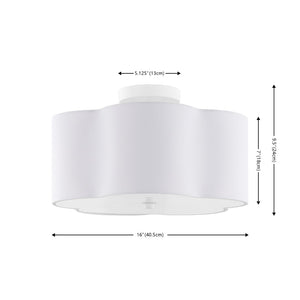 Safavieh Joeluna, 3 Light, 16 Inch, White/Chrome, Fabric/Iron Flush Mount White  FLU4114A