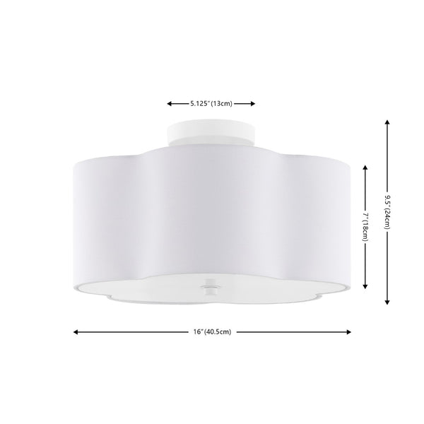 Safavieh Joeluna, 3 Light, 16 Inch, White/Chrome, Fabric/Iron Flush Mount White  FLU4114A