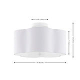 Safavieh Joeluna, 3 Light, 16 Inch, White/Chrome, Fabric/Iron Flush Mount White  FLU4114A