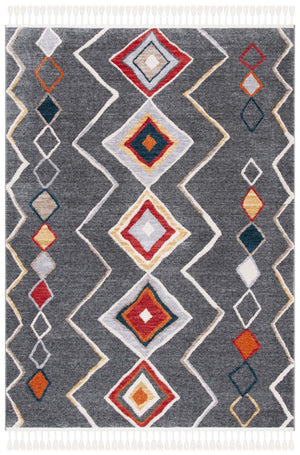 Farmhouse 599 Bohemian Power Loomed 100% Polyester Rug Dark Grey / Gold