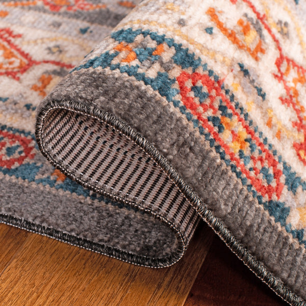 Farmhouse 800 Farmhouse 812 Bohemian Power Loomed 75% Polyester, 21% Cotton, 4% Latex Rug Charcoal / Ivory