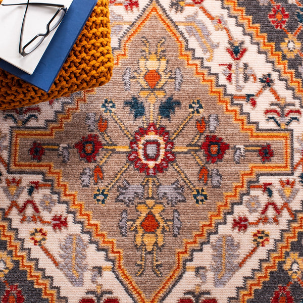 Farmhouse 800 Farmhouse 812 Bohemian Power Loomed 75% Polyester, 21% Cotton, 4% Latex Rug Charcoal / Ivory