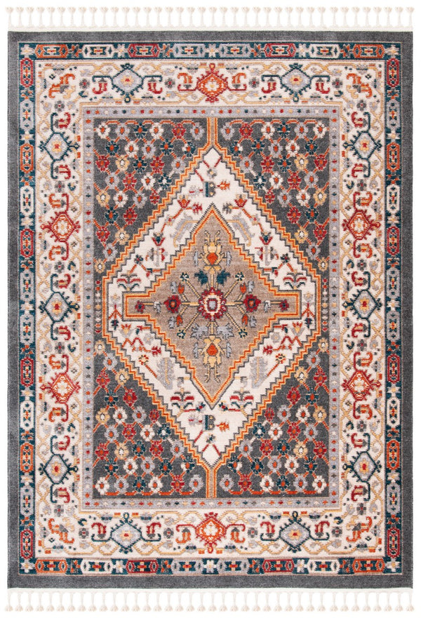 Farmhouse 800 Farmhouse 812 Bohemian Power Loomed 75% Polyester, 21% Cotton, 4% Latex Rug Charcoal / Ivory
