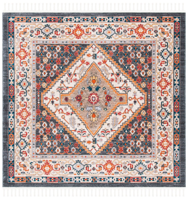 Farmhouse 800 Farmhouse 812 Bohemian Power Loomed 75% Polyester, 21% Cotton, 4% Latex Rug Charcoal / Ivory