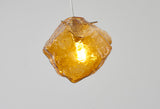 Bethel Amber Single Pendant Lighting in Distorted Glass & Metal