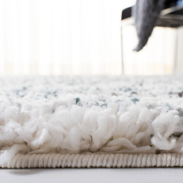 Fontana Shag  800 Fontana Shag 850 Shag & Flokati Power Loomed Polypropylene Pile Rug Ivory / Teal