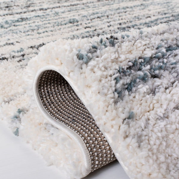 Fontana Shag  800 Fontana Shag 850 Shag & Flokati Power Loomed Polypropylene Pile Rug Ivory / Teal