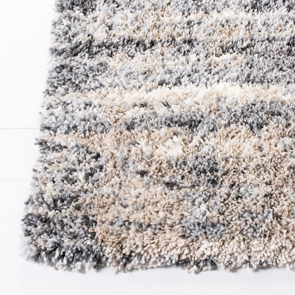 Fontana Shag  800 Fontana 856 Shag & Flokati Power Loomed Polypropylene Pile Rug Grey / Ivory