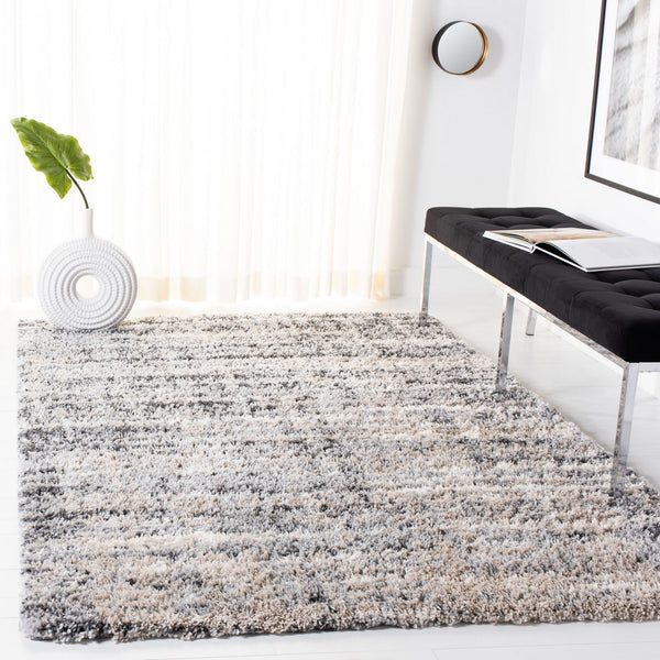 Fontana Shag  800 Fontana 856 Shag & Flokati Power Loomed Polypropylene Pile Rug Grey / Ivory