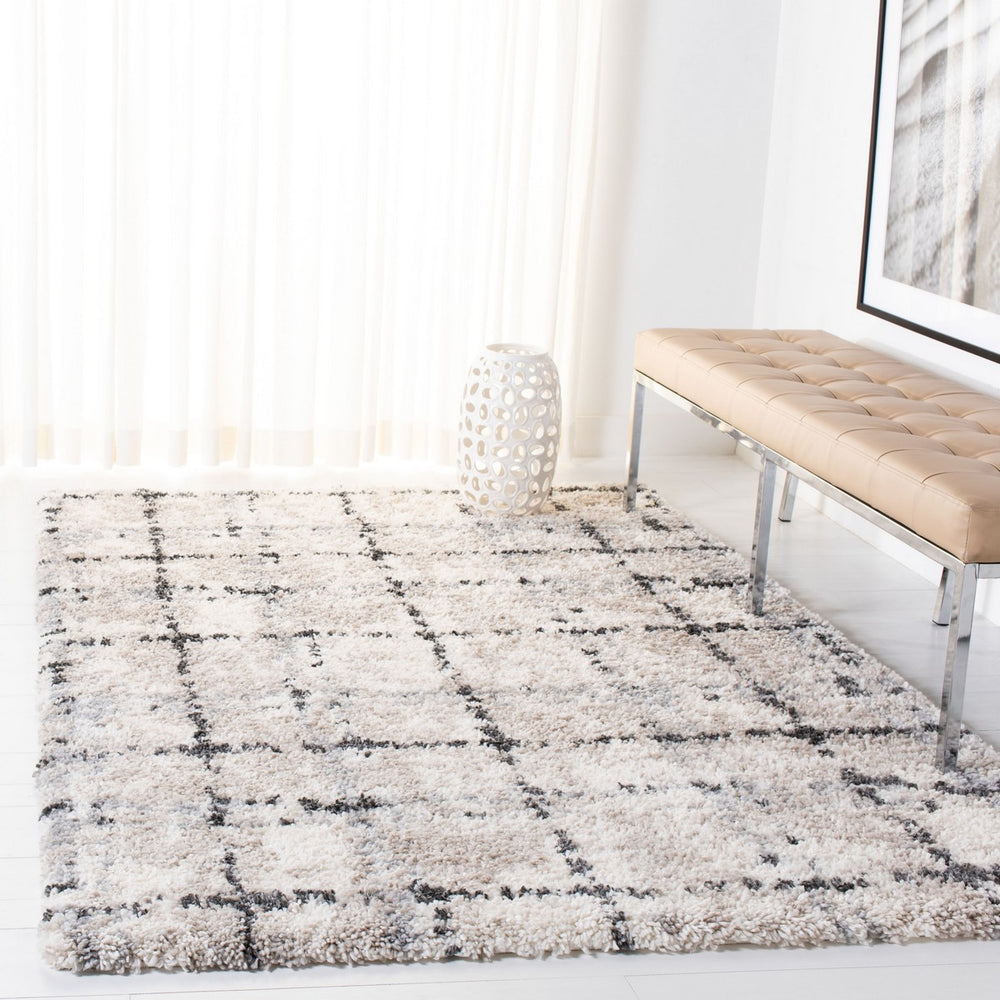 Fontana Shag  800 Fontana Shag 868 Shag & Flokati Power Loomed Polypropylene Pile Rug Grey / Ivory