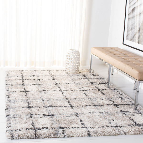Fontana Shag  800 Fontana Shag 868 Shag & Flokati Power Loomed Polypropylene Pile Rug Grey / Ivory
