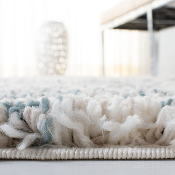 Fontana Shag  800 Fontana Shag 873 Shag & Flokati Power Loomed Polypropylene Pile Rug Ivory / Teal