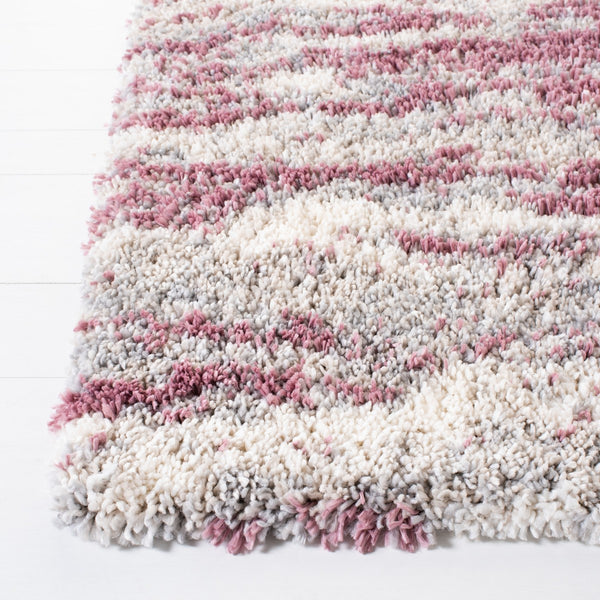 Fontana Shag  800 Fontana Shag 875 Shag & Flokati Power Loomed Polypropylene Pile Rug Pink / Grey