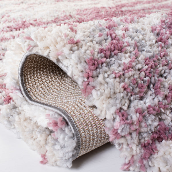 Fontana Shag  800 Fontana Shag 875 Shag & Flokati Power Loomed Polypropylene Pile Rug Pink / Grey