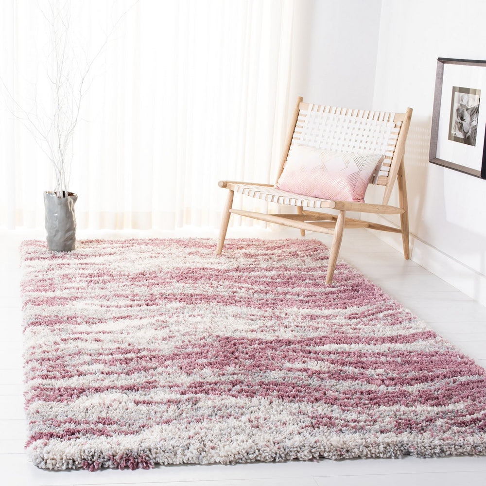 Fontana Shag  800 Fontana Shag 875 Shag & Flokati Power Loomed Polypropylene Pile Rug Pink / Grey