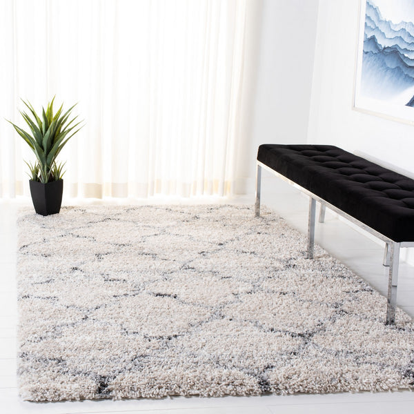 Fontana Shag  800 Fontana Shag 888 Shag & Flokati Power Loomed Polypropylene Pile Rug Grey / Ivory