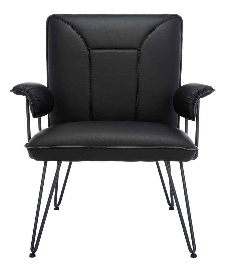 Johannes 17.3"H Mid Century Modern Leather Arm Chair
