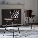 Safavieh Ashby 26"H Mid Century Modern Leather Tufted Swivel Counter Stool  FOX1702A-SET2