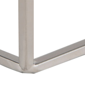 Modern Pentagon Marble Top Side Table - Stylish Silver Finish, Geometric Design for Contemporary Spaces