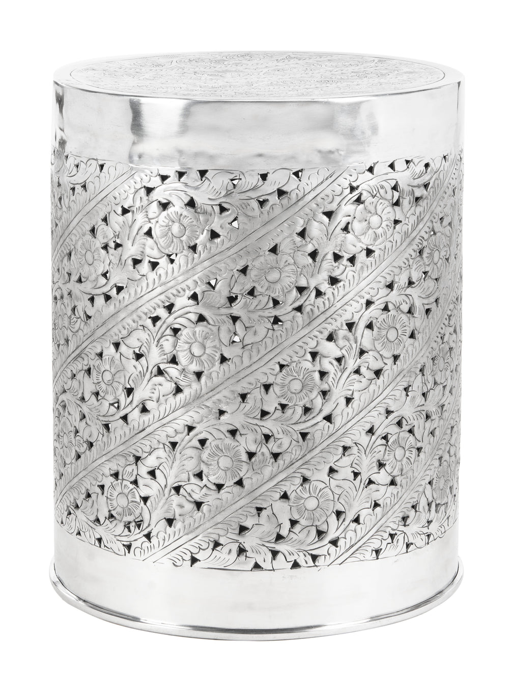 Adrien Contemporary Silver End Table - Luxurious Metal Accent for Living Room Sophistication