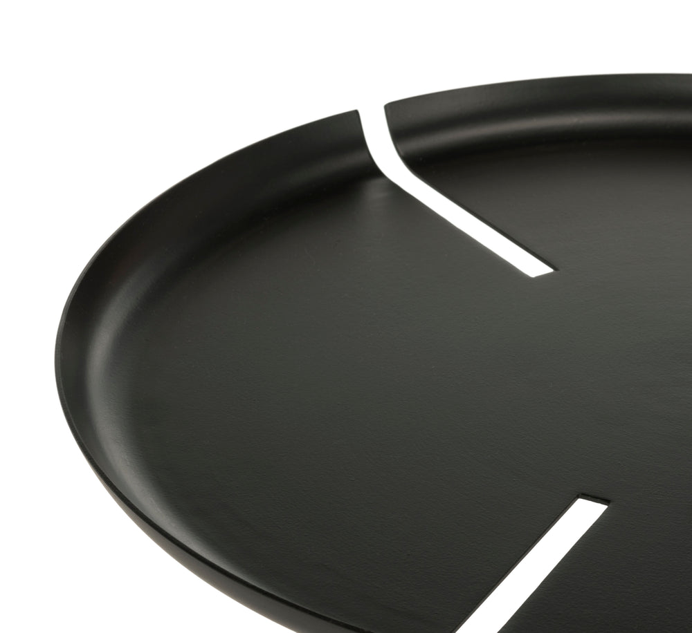 Lark Glam Side Table - Stylish Black Matte Metal Top with Polished Nickel Tripod Legs for Elegance