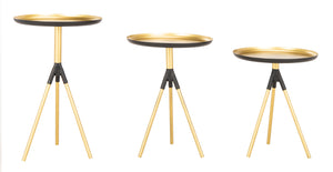 Talon Stylish Metal Side Table Set of 3 - Gold/Black Finish for Modern Living Room Decor