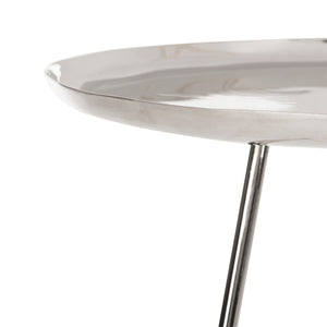 Calix Glamorous Tri Leg Side Table - Polished Nickel Finish with Elegant Gold Accents for Chic Spaces