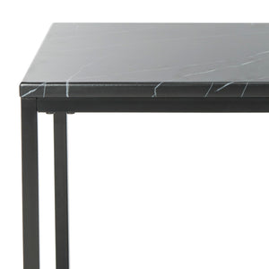 Baize End Table - Modern Luxury with Black Marble Top & Chic Parson's Style Frame for Living Rooms