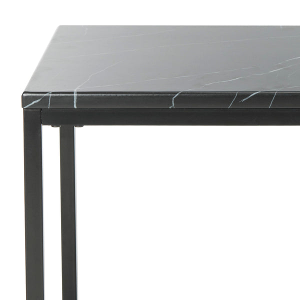 Baize End Table - Modern Luxury with Black Marble Top & Chic Parson's Style Frame for Living Rooms