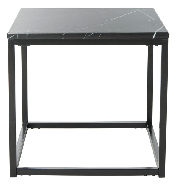 Baize End Table - Modern Luxury with Black Marble Top & Chic Parson's Style Frame for Living Rooms