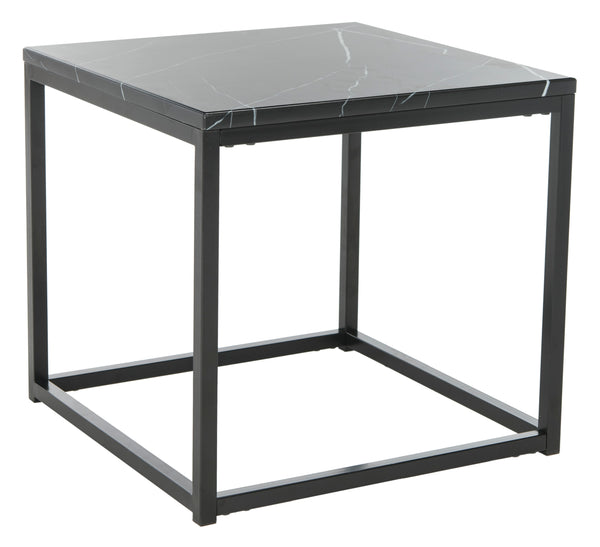 Baize End Table - Modern Luxury with Black Marble Top & Chic Parson's Style Frame for Living Rooms