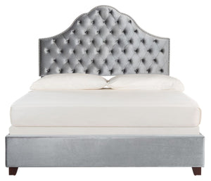 Beckham Bed: Luxurious Contemporary Velvet Upholstered Design with Tufted Detail and Nickel Accents