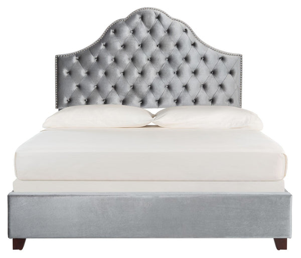 Beckham Bed: Luxurious Contemporary Velvet Upholstered Design with Tufted Detail and Nickel Accents