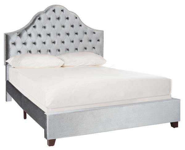 Beckham Bed: Luxurious Contemporary Velvet Upholstered Design with Tufted Detail and Nickel Accents