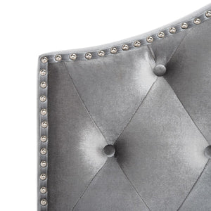 Beckham Bed: Luxurious Contemporary Velvet Upholstered Design with Tufted Detail and Nickel Accents