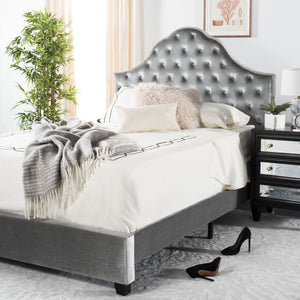 Beckham Bed: Luxurious Contemporary Velvet Upholstered Design with Tufted Detail and Nickel Accents