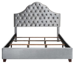Beckham Bed: Luxurious Contemporary Velvet Upholstered Design with Tufted Detail and Nickel Accents