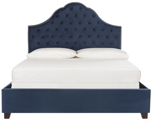Beckham Bed: Luxurious Contemporary Velvet Upholstered Design with Tufted Detail and Nickel Accents