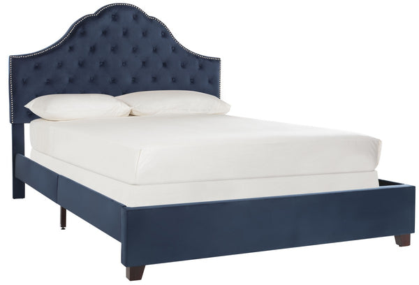 Beckham Bed: Luxurious Contemporary Velvet Upholstered Design with Tufted Detail and Nickel Accents