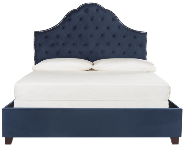Beckham Bed: Luxurious Contemporary Velvet Upholstered Design with Tufted Detail and Nickel Accents