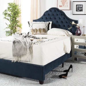 Beckham Bed: Luxurious Contemporary Velvet Upholstered Design with Tufted Detail and Nickel Accents